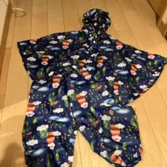 キッズ レインコート ポンチョ 収納袋付き