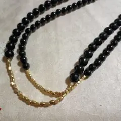 ブラックビーズ 2連ネックレス