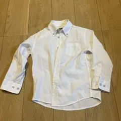 ホワイト長袖シャツ ボタンダウンカラー