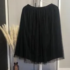 チュールとスエード調のリバーシブルスカート