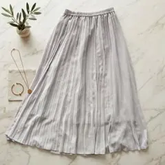 【美品】大人上品♡ プリーツロングスカート ラベンダーグレー フリーサイズ　GU