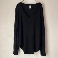 黒 ブラック 【M】メンズ レディース 長袖カットソー シンプル 着回し