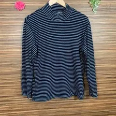 ユニクロ UNIQLO️ M ニット Tシャツ ボーダー 白黒 レーヨン 長袖