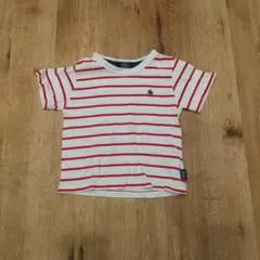 Polo 白と赤のストライプ Tシャツ（110cm）