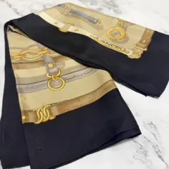 ランセル LANCEL シルク スカーフ ブラック ベージュ ベルトのデザイン