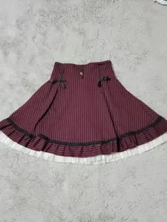 Secret Honey ワインレッド ストライプ フレアスカート