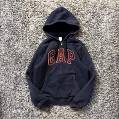【希少】90s OLD GAP ギャップ ジップパーカー ボア 裏起毛 ネイビー