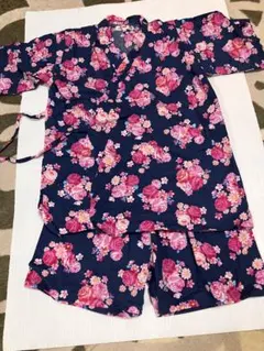 子供用甚平 ネイビー 花柄 150cm