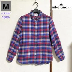 niko and…(ニコアンド)チェック柄 フランネル長袖シャツ・ネルシャツ M