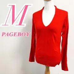 PAGEBOY ページボーイ 長袖ニット Vネック レッド M アクリル100%のサムネイル