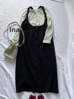 日本製　イナ　ina ウール　ジャンパースカート ワンピース　サロペット