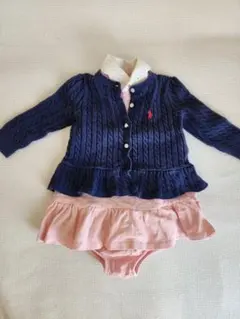 Ralph Lauren 12M ネイビーカーディガンとピンクワンピースセット