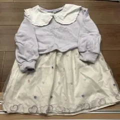 ラベンダー フリル襟 ワンピース 110cm