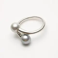 アコヤ真珠リング　6.5-7.0mm　ナチュラルグレーカラー 入学式　卒業式