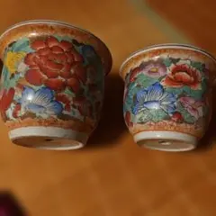 【2個セット】アンティーク 色絵 手あぶり火鉢 十錦手風 牡丹仏手柑文 鉢カバー 2個セット】アンティーク 色絵 手あぶり火鉢 十錦手風 牡丹仏手柑文 鉢