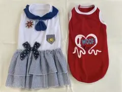 新品 犬服 ★XLサイズ まとめ売り　2枚セットセーラーワンピース レッド！