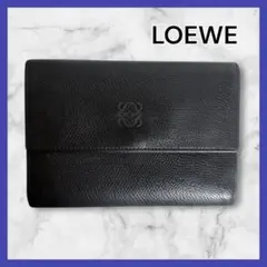 人気　LOEWE ロエベ 三つ折り財布 アナグラム ロゴ レザー 黒 コンパクト