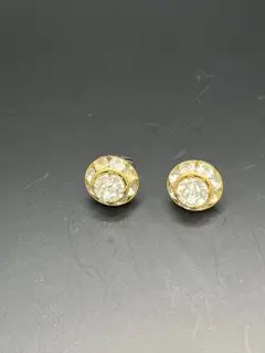ビンテージ ガラスピアス (ホワイト＆ゴールドカラー)