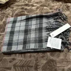 ICHI チェック柄マフラー グレー