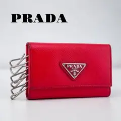 PRADA 프라다 사피아노 가죽 삼각 플레이트 키 케이스 6연 상태좋음