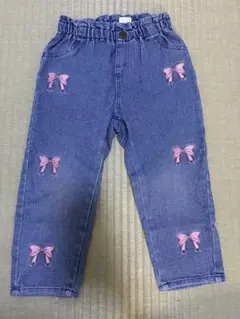 micorrid リボン刺繍 デニムパンツ 100cm