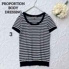 PROPORTION BODY DRESSING 半袖ニット　ボーダー　紺のサムネイル