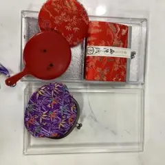 未使用に近い　日本財布　西陣織　がま口　京土産セット　民芸　（F-23）