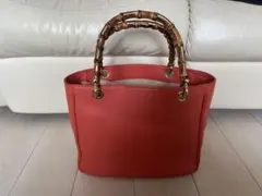 LAPLUME LPST ショルダー ハンドバッグ2way 赤 バンブー 日本製 - メルカリ