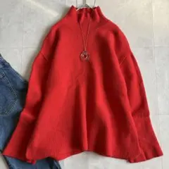 Mila Owen ウールカシミヤタートルニット 赤1 ゆったりハイネック