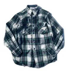 【80s】USA製 WOOLRICH チェック柄 長袖 ネルシャツ グリーン