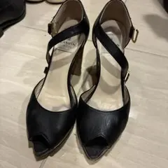 ランバン　オープントゥ クロスストラップ ハイヒール