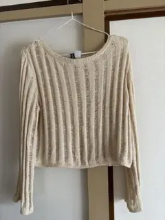 H&M ベージュ リブ編み ニット M