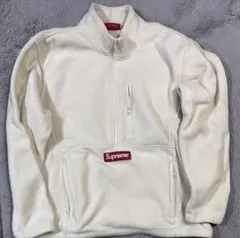 Supreme フリースジャケット ハーフジップ アイボリー Mサイズ