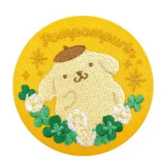 サンリオ　花言葉刺繍缶バッジ　ポムポムプリン