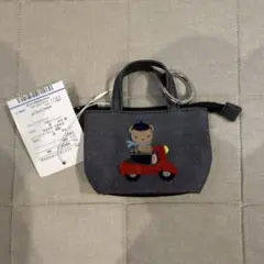 m*様 familiar ミニデニムバッグ マチ付き ミニバッグ キーホルダー