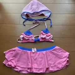 極美品水着セット ピンク・青 フリル付き100~110cm