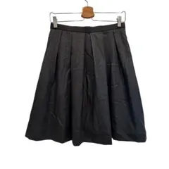 即日発送 プリーツスカート 膝丈 40 ダークグレー