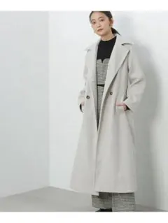 N. Natural Beauty Basic ビッグカラーロングコート グレー