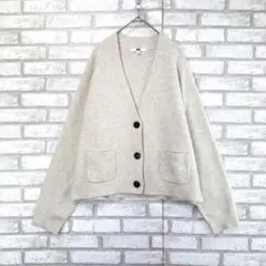 UNIQLO ユニクロ　スフレヤーンVネックショートカーディガン　白　L