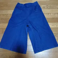 デニムブルー ガウチョパンツ ハートポケットブルー