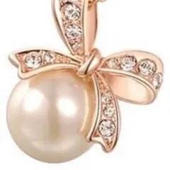 パールリボンネックレス ローズゴールド 真珠 EARTHER RING