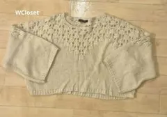 w closet ダブルクローゼット 透かし編みニット 長袖　アイボリー