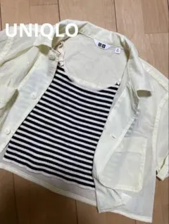 UNIQLO 黄色 シースルー 半袖シャツ✖️ボーダーキャミ(断捨離価格)