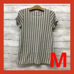 エンスウィート チュニック レディース M ストライプ柄 グレー/ベージュ