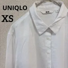 ユニクロ ブラウス レギュラーカラー 長袖 無地 XS 白 レーヨン オフィス