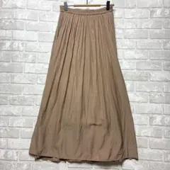 ロングスカート M 美品 ブラウン ゆったり ウエストゴム シフォン風 ふんわり