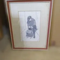 水彩画 人物画 akira サイン入り 額装