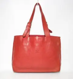 ち*こ様 イルビゾンテ トートバッグ ハンドバッグ 赤 レザー イタリア製 肩掛