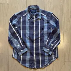 POLO RALPH LAUREN 長袖シャツチェック柄 ブルー グレー 100