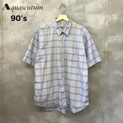 90's Aquascutum 半袖 チェックシャツ アクアスキュータムのサムネイル